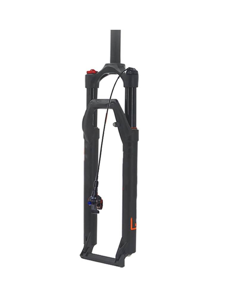 Fahrrad-Vorderradgabel Geeignet für Mountainbikes, gerades Rohr, offene Vorderradgabel ohne Dämpfung, Fernbedienung, 27,5-Zoll-Luftgabel, 120 mm Federweg MTB Federgabel(Black) von HUYHSD