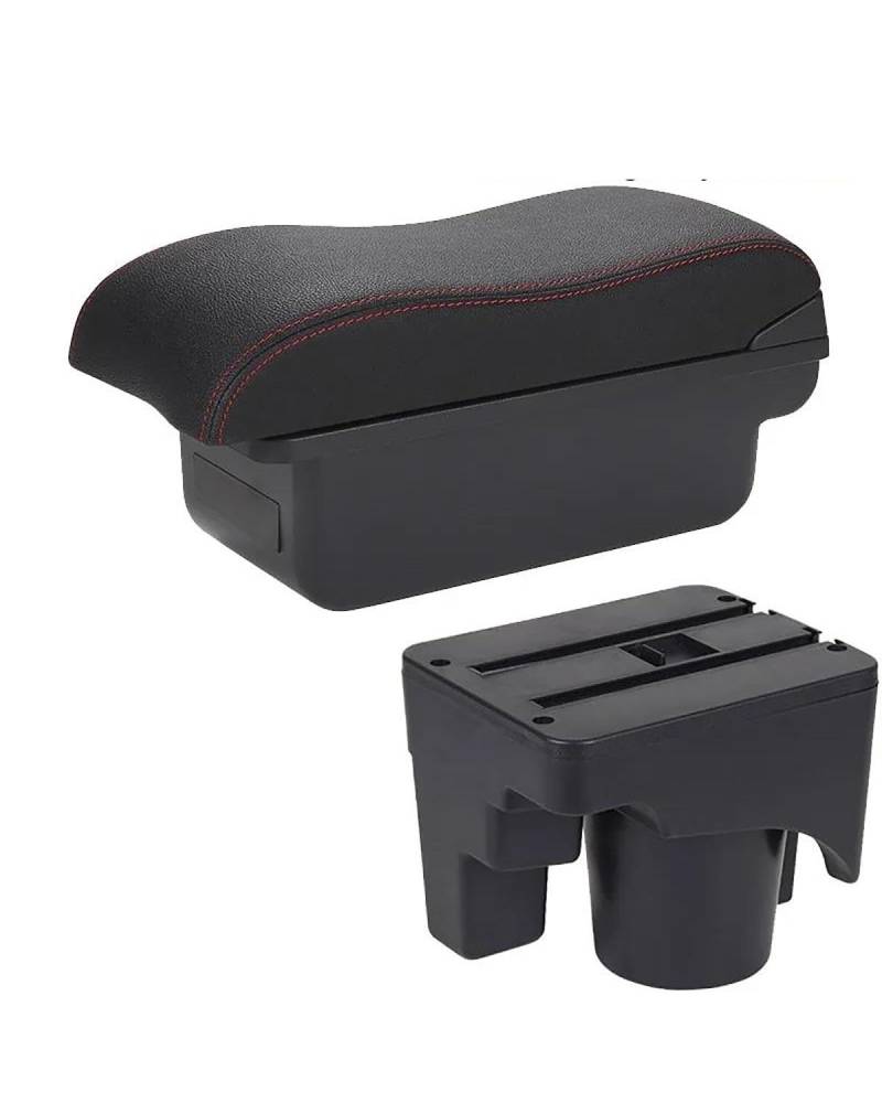 Mittelarmlehne Für Golf Für 6 Für Sagitar Für 5 Mk6 MK5 Für Jetta 5 2011-2019 Armlehne Box Auto Armlehne Auto Lagerung Box Car Armrest Portable Handle(C1 Black red NO USB) von HUYHSD