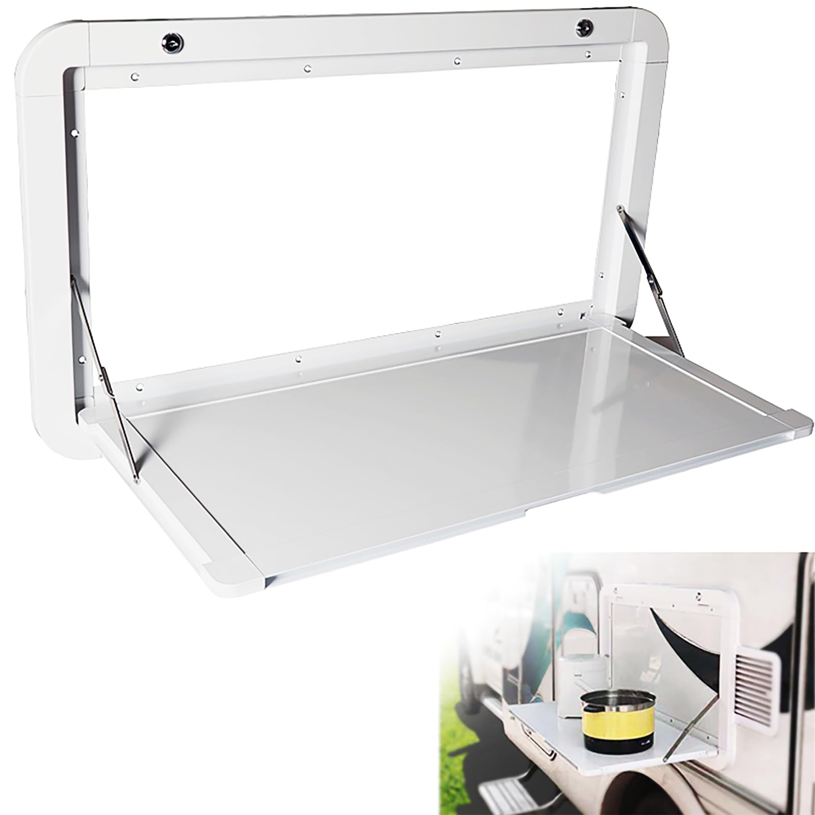 HWHongRV Faltbare Wohnmobil-Picknicktische, Campervan, Wandmontage, 59,4 x 35,6 cm, Premium-Aluminiumlegierung, klappbarer Wandtisch, abschließbarer Wandtisch-Set für Wohnmobile und Wohnmobile HWHongRV Faltbare Wohnmobil-Picknicktische, Campervan, Wandmontage, 59,4 x 35,6 cm, Premium-Aluminiumlegierung, klappbarer Wandtisch, abschließbarer Wandtisch-Set für Wohnmobile und Wohnmobile von HWHongRV