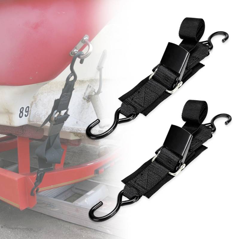 Bootsanhänger-Spanngurt, 1,22 m, robust, verstellbar, mit Schnellverschluss, kratzfesten Haken, für Ponton, Jetski, Ruderboot, Kajak, 2 Stück von HWIMARINE