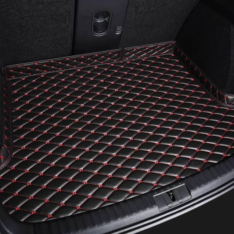 Leder Auto Kofferraumwanne für Ford Explorer EV 2024, Rutschfesten StrapazierfäHig Hutzmatte Kofferraum Kratzfeste Langlebiges Kofferraumschutz Interieur ZubehöR,D/Black Red von HWMUMI