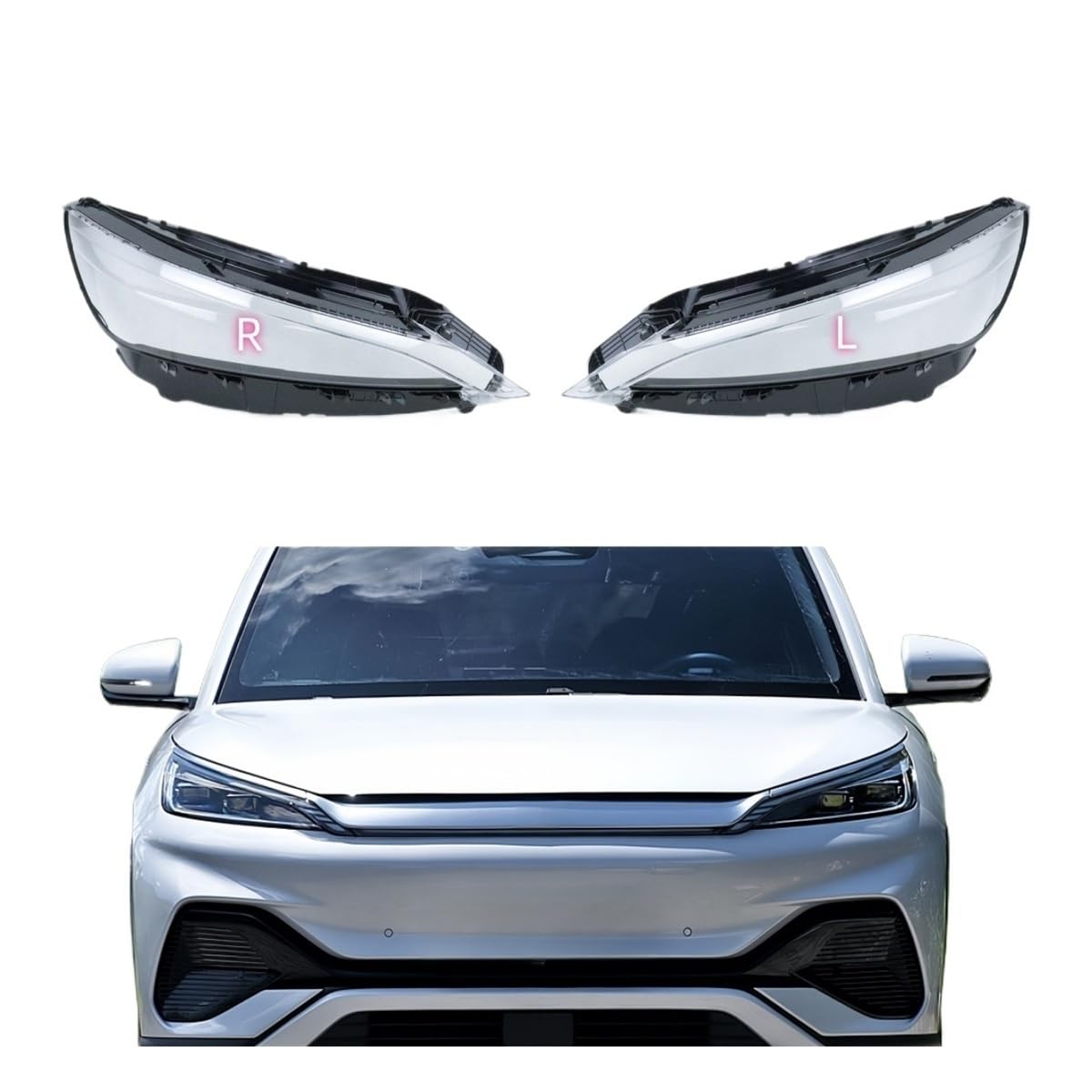 Autolichter Shell Frontscheinwerfer Glasabdeckung Transparent Lampenschirm Scheinwerferlinse Kompatibel for BYD Yuan Plus 2022 2023(Left and Right) von HWZNB