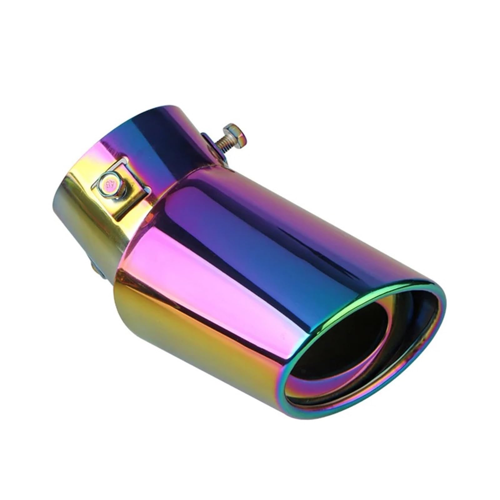 Auspuffrohr 1 STÜCKE Auto Auspuff Schalldämpfer Edelstahl Hinten Schwanz Kehle Für Die Meisten Autos 2.5" Einlass Auspuffblenden(Neon Chrome Bent) von HXVGEGKPYK
