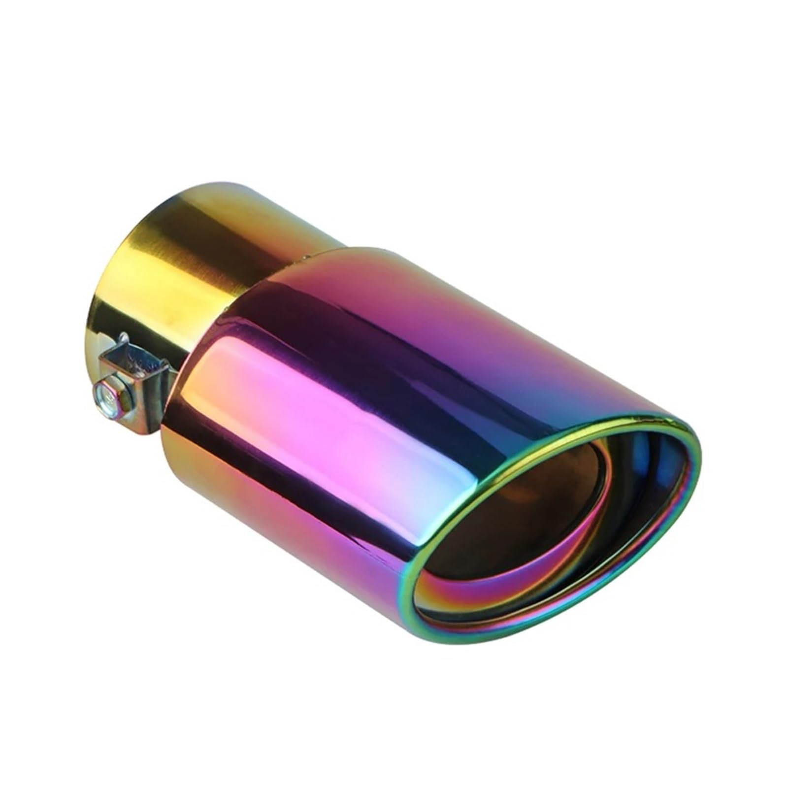 Auspuffrohr 1 STÜCKE Auto Auspuff Schalldämpfer Edelstahl Hinten Schwanz Kehle Für Die Meisten Autos 2.5" Einlass Auspuffblenden(Neon Chrome Straight) von HXVGEGKPYK