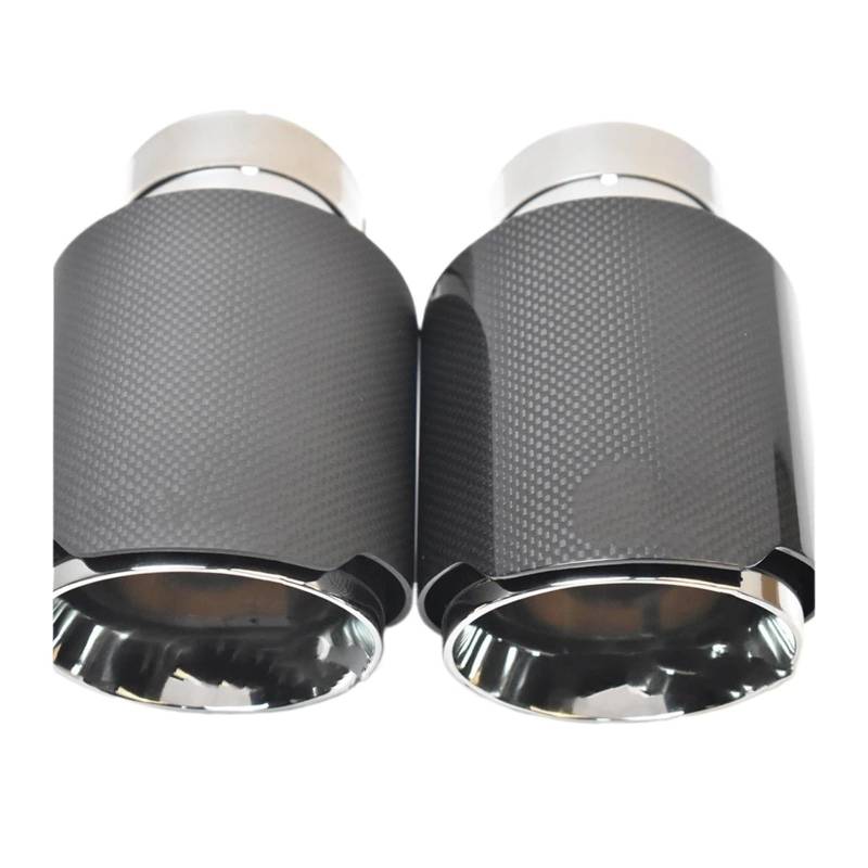 Auspuffrohr 1 STÜCKE Auto Auspuff Schalldämpfer Spitze Edelstahl Dual Rohr Hinten Schwanz Kehle 2.5" Einlass Auspuffblenden(Blackchrome Straight) von HXVGEGKPYK