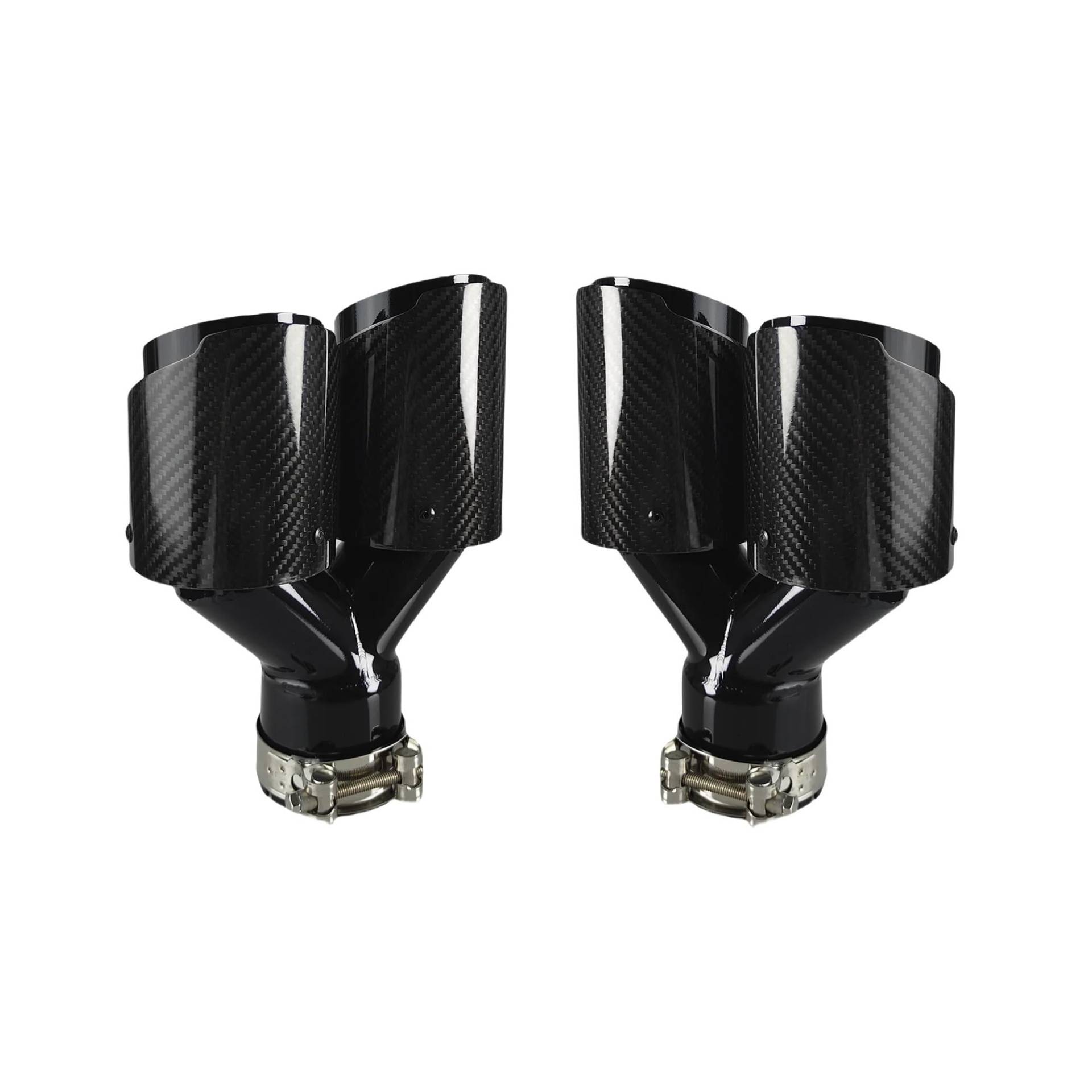 Auspuffrohr 1 Stück Universal Auto Carbon Fiber Endrohr Schalldämpfer Schwarz Y-Form Double Out Schalldämpfer Spitze Auspuffblenden(51mm-101mm-Right) von HXVGEGKPYK