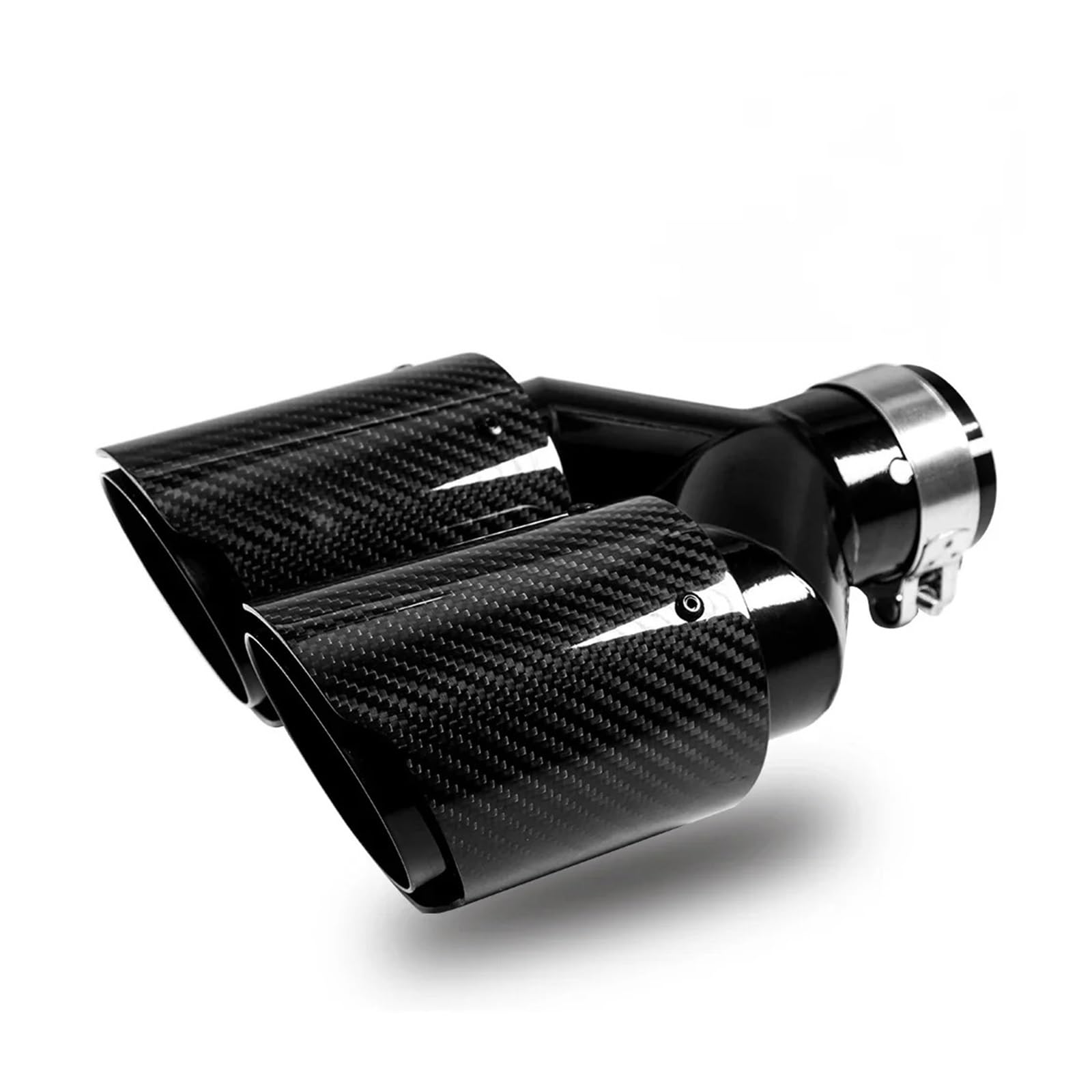 Auspuffrohr 1 Stück Universal-Schalldämpfer Gleicher Länge Schwarz Y-förmig Double Out Twill Glänzende Auspuffspitze Auto-Carbonfaser-Heckkehle Auspuffblenden(60mm-114mm) von HXVGEGKPYK