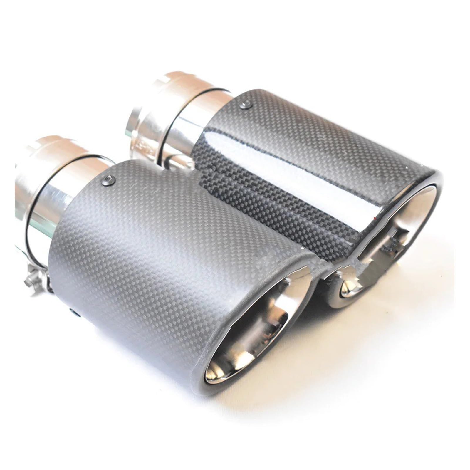 Auspuffrohr 1PC Auto Auspuff Endrohr Lockig Glänzend Carbon Fiber Edelstahl Bevel Rand Schalldämpfer Spitze Auspuffblenden(70-89mm) von HXVGEGKPYK