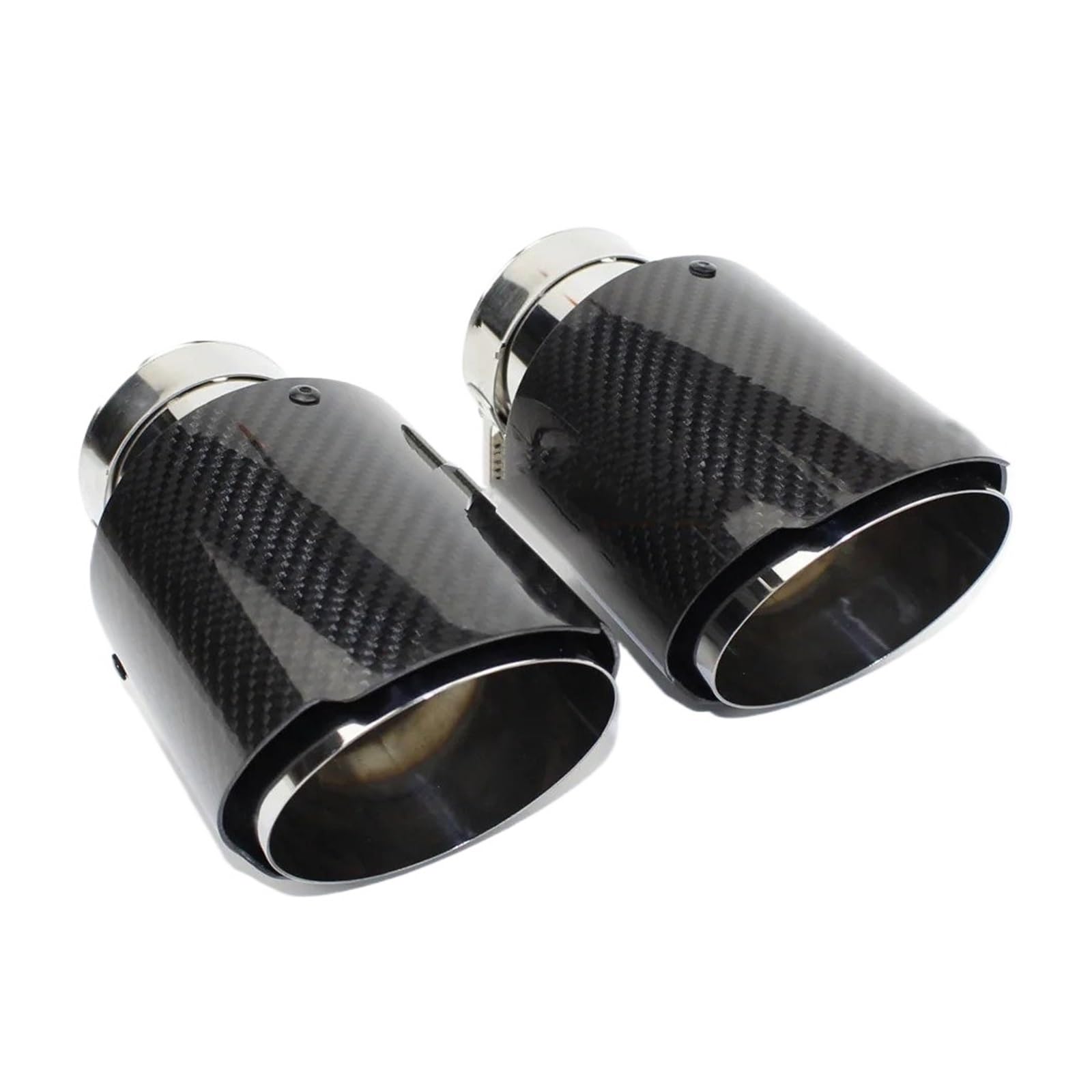 Auspuffrohr 1Pcs Universal Auto Auspuff Carbon Fiber Glossy Endrohr Schwarz Edelstahl Auspuffrohr Endrohr Auspuffblenden(70mm-114mm) von HXVGEGKPYK
