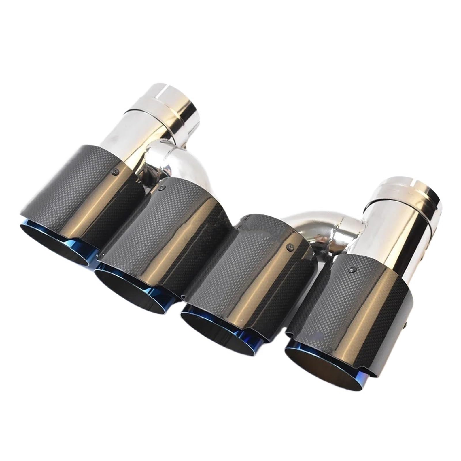 Auspuffrohr 2 STÜCKE Universal Auto H Stil Carbon Faser Edelstahl Auspuffrohr Spitze Doppel Outlet Schalldämpfer Spitze Auspuffblenden(63-101MM) von HXVGEGKPYK