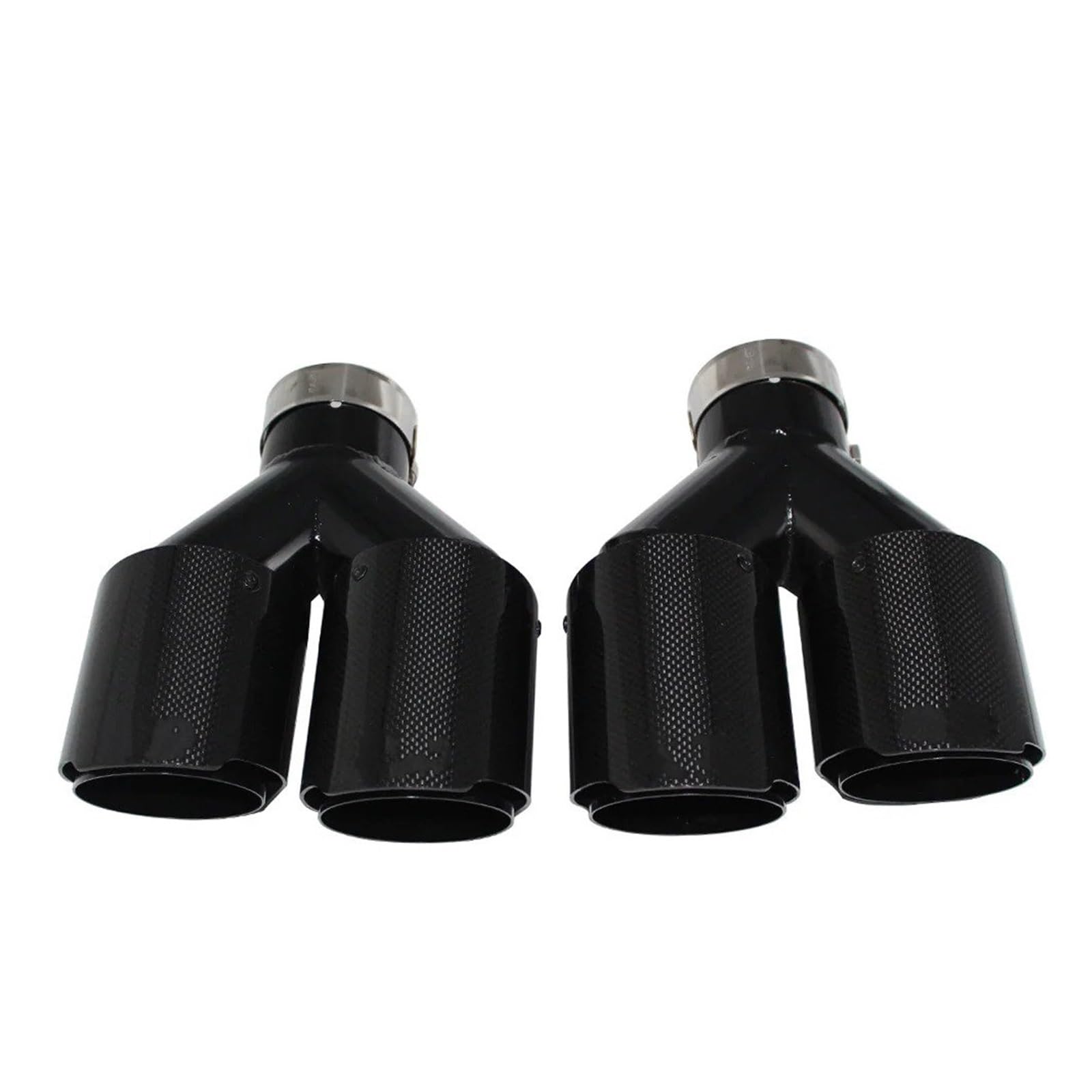 Auspuffrohr Auto Universal Carbon Fiber Glossy Schalldämpfer Spitze Y Form Doppel Ausgang Edelstahl Auspuffrohr Düse Auspuffblenden(Left 51mm-89mm) von HXVGEGKPYK