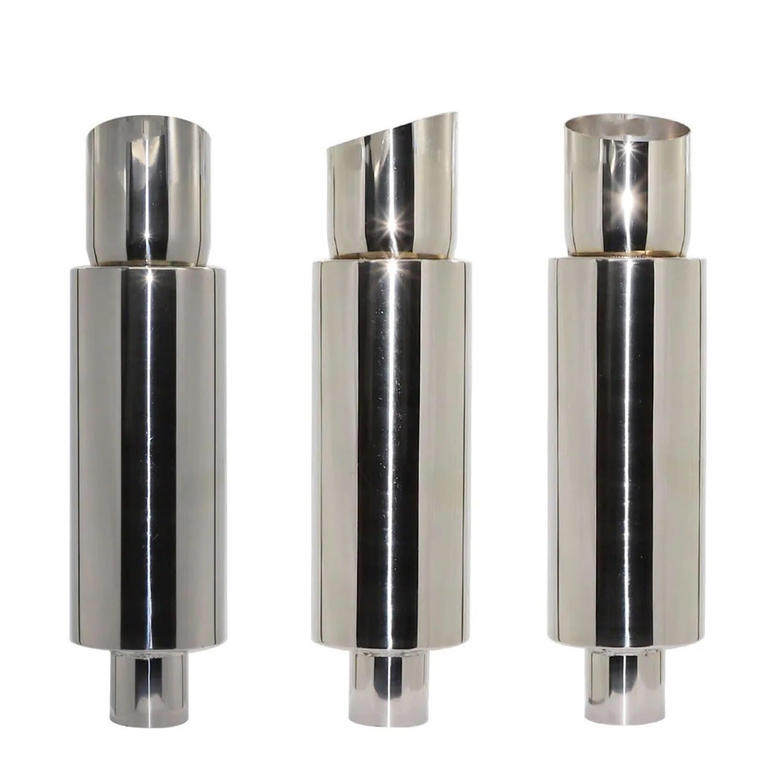 Auspuffrohr Universal Auto Auspuff Gerade Rohr Edelstahl Schalldämpfer Endrohr Schnittstelle 51/63/76MM Auspuffblenden(Bevel Silver 51mm) von HXVGEGKPYK