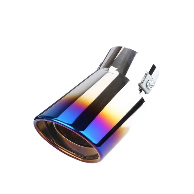 Auspuffrohr Universal Auto Auto Auspuff Schalldämpfer Spitze Edelstahl Rohr Hinten Schwanz Kehle Liner Zubehör Auspuffblenden(Curved-Blue) von HXVGEGKPYK