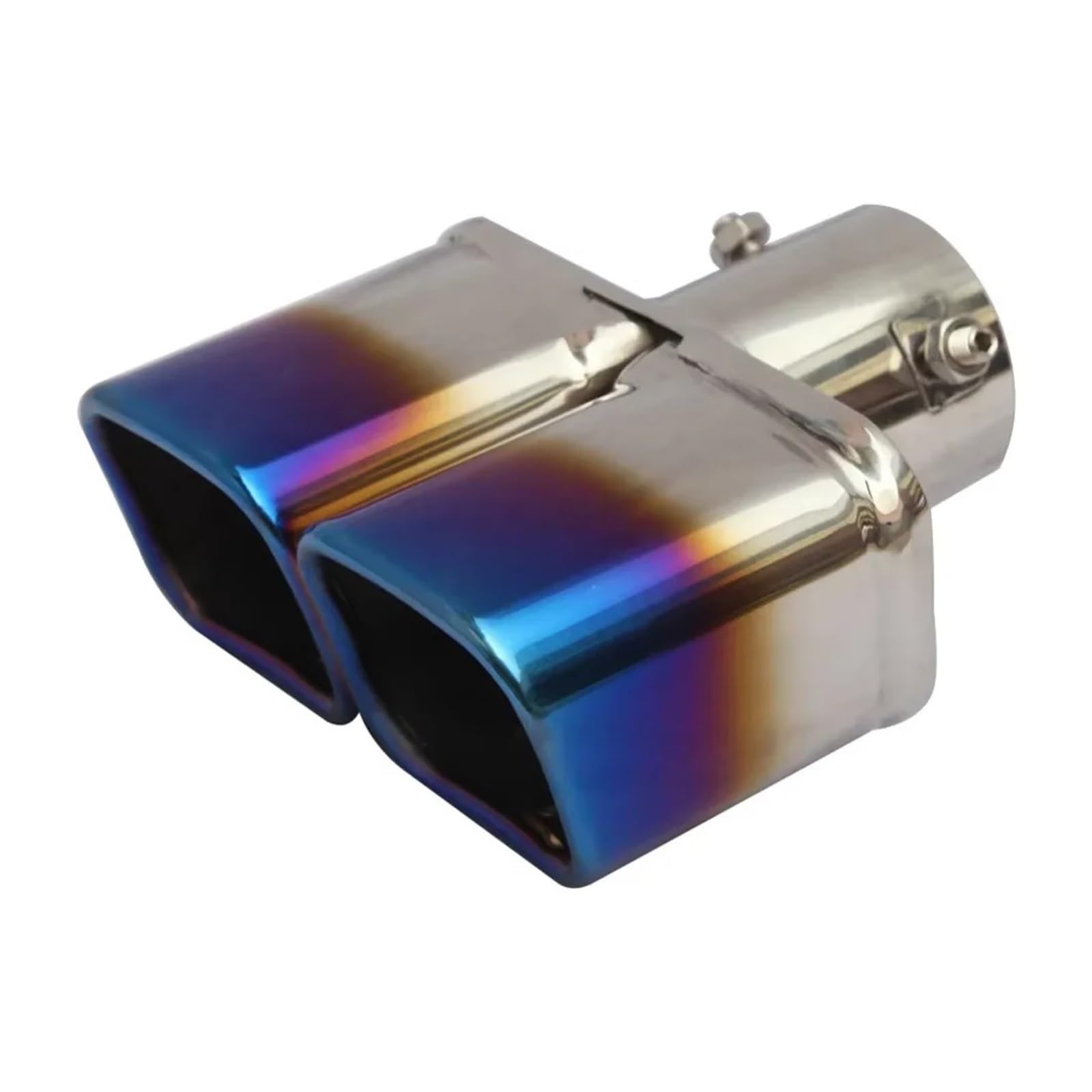 Auspuffrohr Universal Auto Quadratische Auspuffspitze Einlass 60mm/75mm Schalldämpfer Doppel Outlet Edelstahl Auspuffschalldämpfer Auspuffblenden(Innet 60mm E) von HXVGEGKPYK