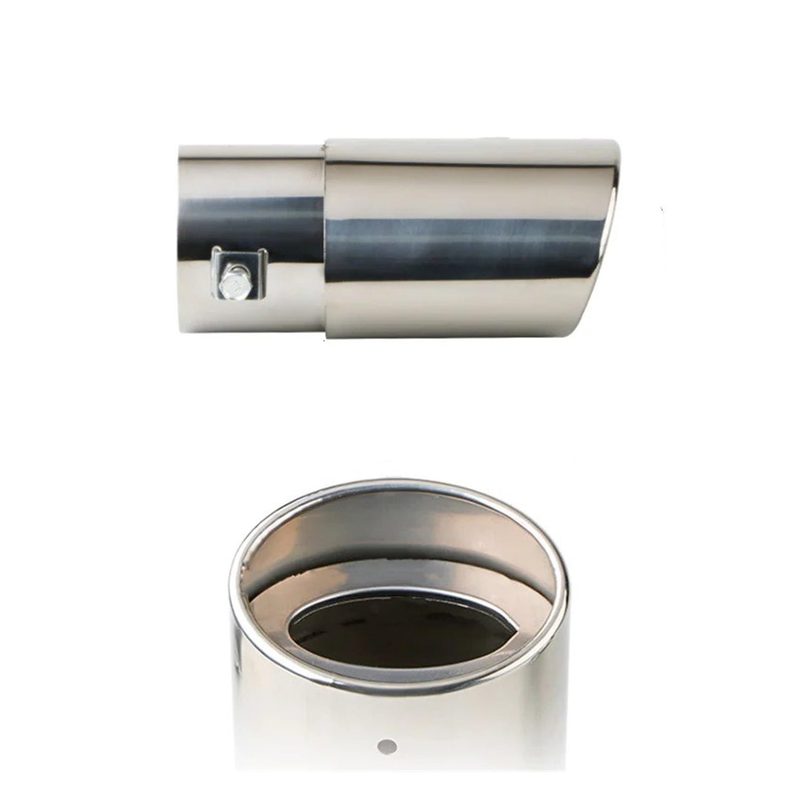 Auspuffrohr Universal Carbon Fiber Teil Hinten Schwanz Throat Auspuff Schalldämpfer Auto Schalldämpfer Auspuff Spitze Endrohr Edelstahl Auspuffblenden(Silver) von HXVGEGKPYK