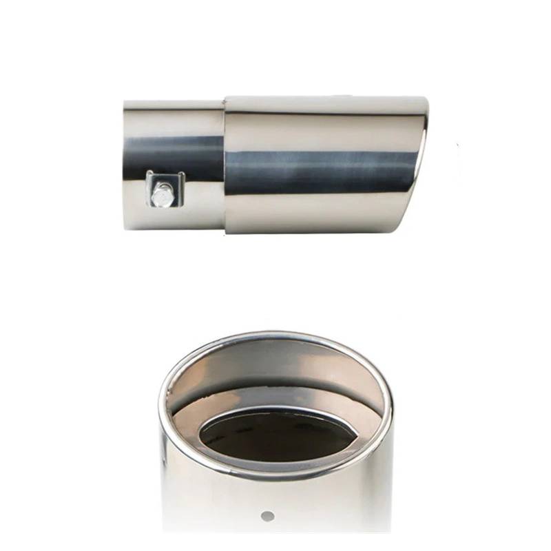 Auspuffrohr Universal Carbon Fiber Teil Hinten Schwanz Throat Auspuff Schalldämpfer Auto Schalldämpfer Auspuff Spitze Endrohr Edelstahl Auspuffblenden(Silver) von HXVGEGKPYK