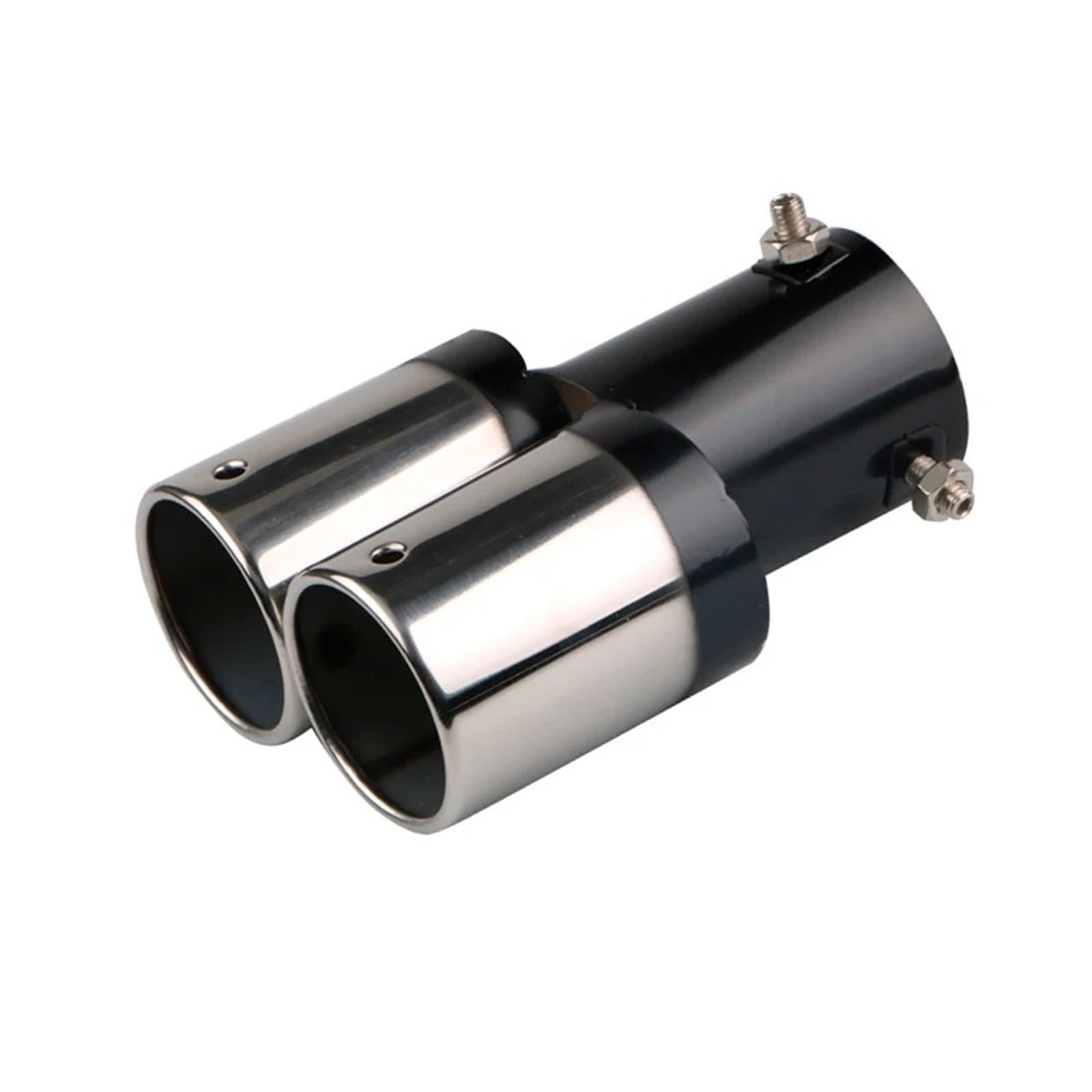 Auspuffrohr Universal-Schalldämpfer Rund Kohlefaser-Auspuffspitzen Auto-Deko-Schalldämpfer Edelstahl Doppelendrohr Doppel-Auspuffspitzen Auspuffblenden(Dbl 3 Round 350) von HXVGEGKPYK