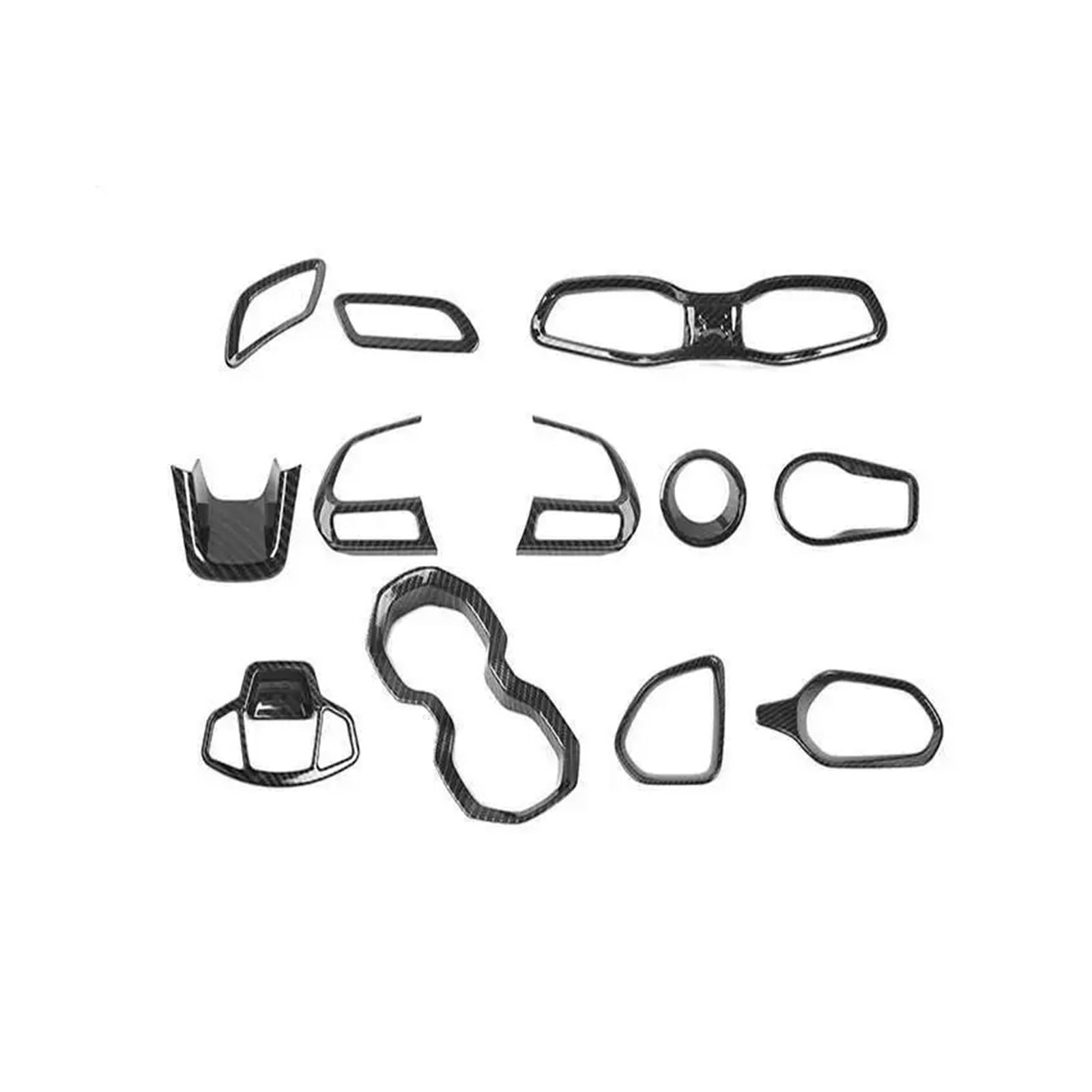 Getriebe Panel Trim 12 PCS Für Renegade 2016 2017 2018 Up Auto Center Console Dashboard Innen Dekoration Suite Kit Abdeckung Zubehör Control Panel Aufkleber(Carbon Fiber Grain) von HXVGEGKPYK