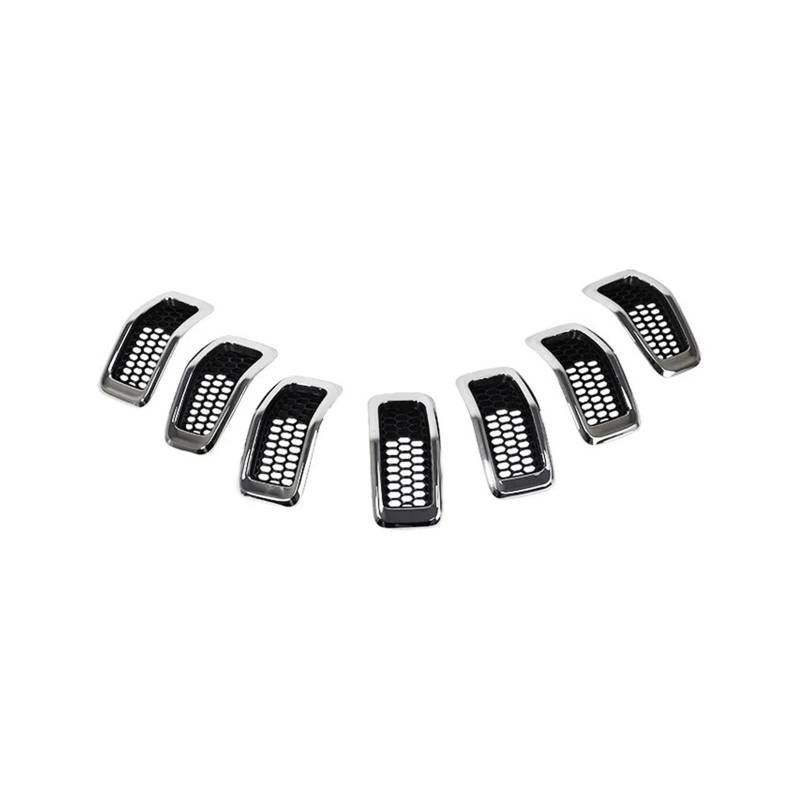 Kühlergrill 7 PCS Für Cherokee 2014-2018 Auto Vorne Mitte Mesh Grille Schwarz Kühlergrill Abdeckung Rahmen ABS Zubehör 68317863AA Front Kühlergrille(Plating) von HXVGEGKPYK