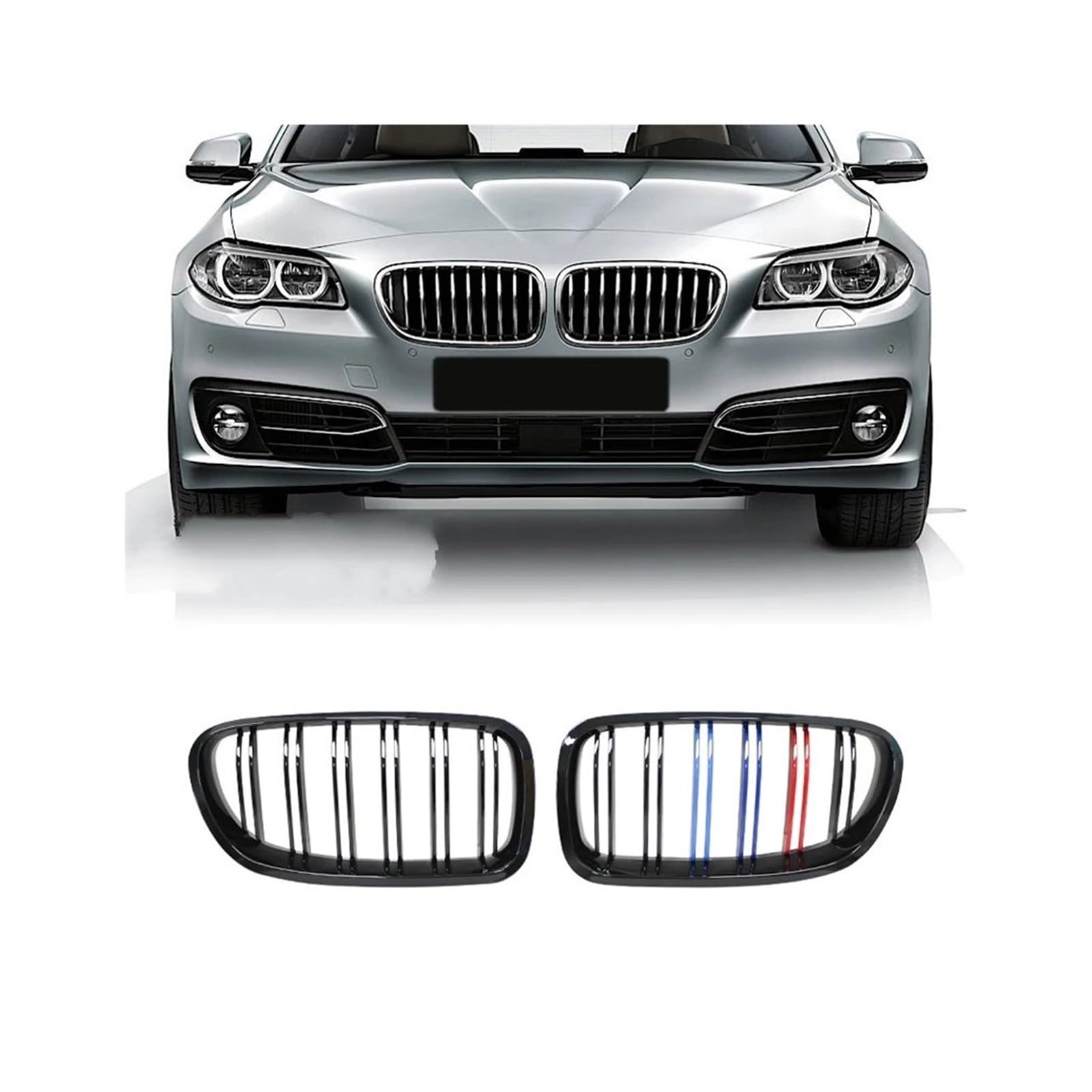 Kühlergrill Für 5 Series F10 F11 F18 520d 530d 540i 2010-2017 Auto Gloss Black Nierengrill Dual Lamellen Racing Grill Kühlergrill Vorne(3 Colors) von HXVGEGKPYK