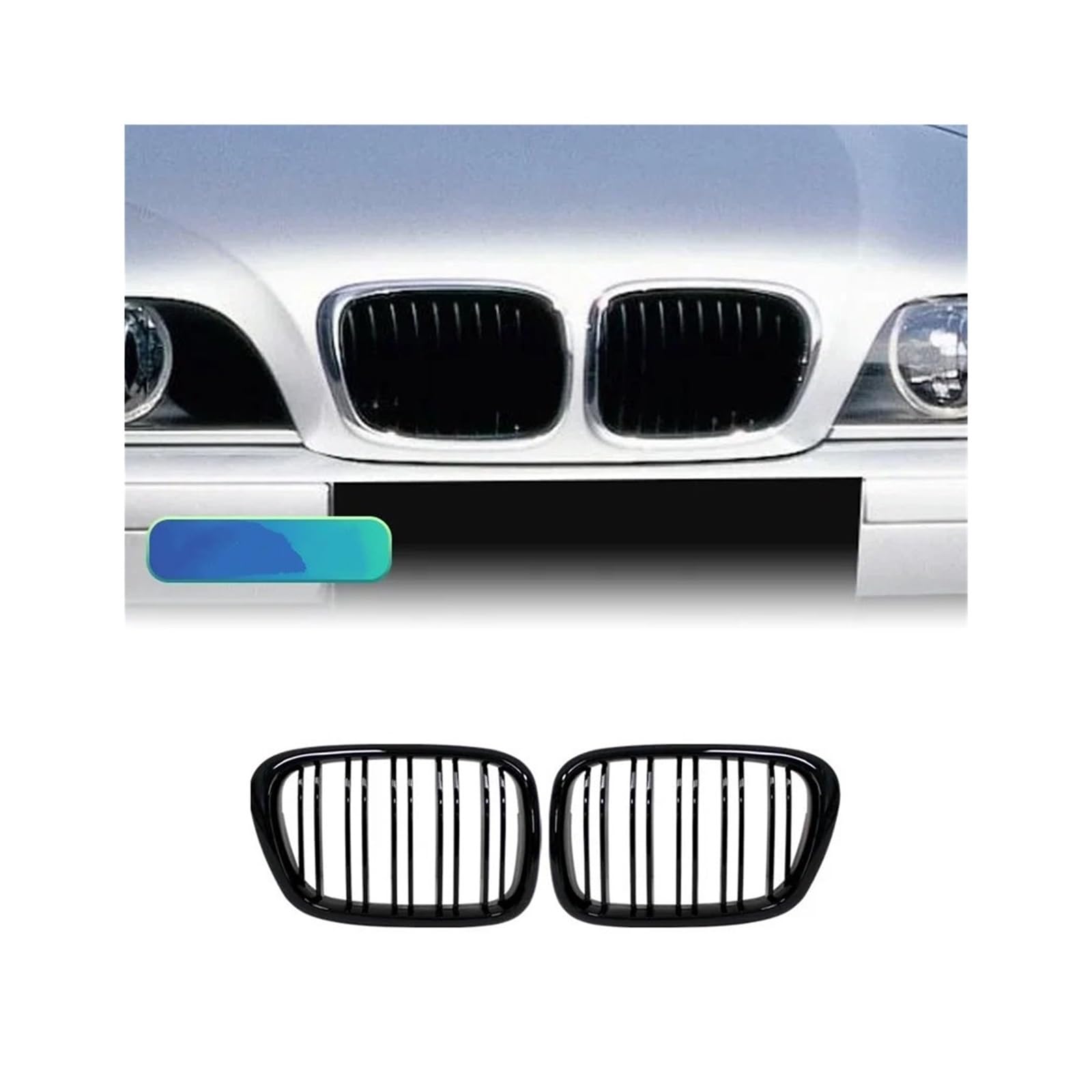 Kühlergrill Für 5Serie E39 525 528 530 Für M5 1997-2003 Glänzend Schwarz Fronthaube Nierengrill Kühlergrill Vorne(Gloss Black) von HXVGEGKPYK
