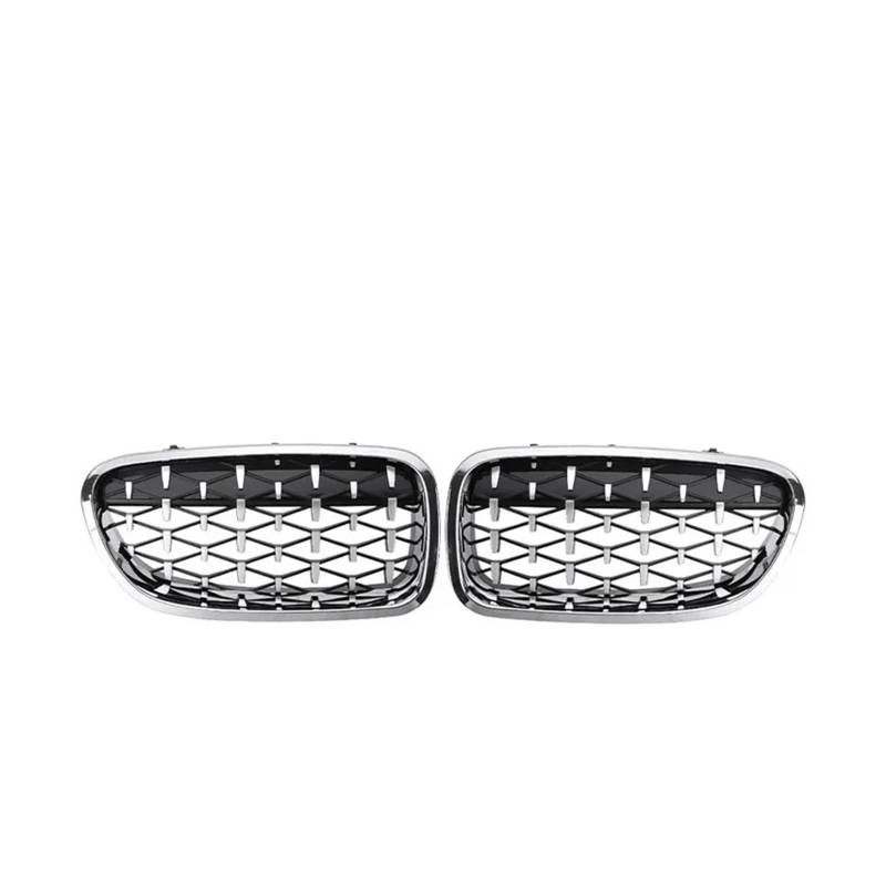 Kühlergrill Für 5er F10 F11 F18 2010-2017 2016 Auto-Frontgrill Schwarz Glänzend Renngrill Auto-Styling Diamant-Stil Grillzubehör Front Kühlergrille(Full Sliver) von HXVGEGKPYK
