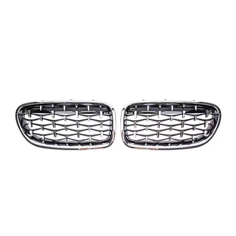 Kühlergrill Für 5er F10 F11 F18 528i 535i 2010-2017 Auto Ganz In Schwarz Doppellinie Frontstoßstangengrill Diamond Style Racing Grill Front Kühlergrille(Diamond-Silver) von HXVGEGKPYK