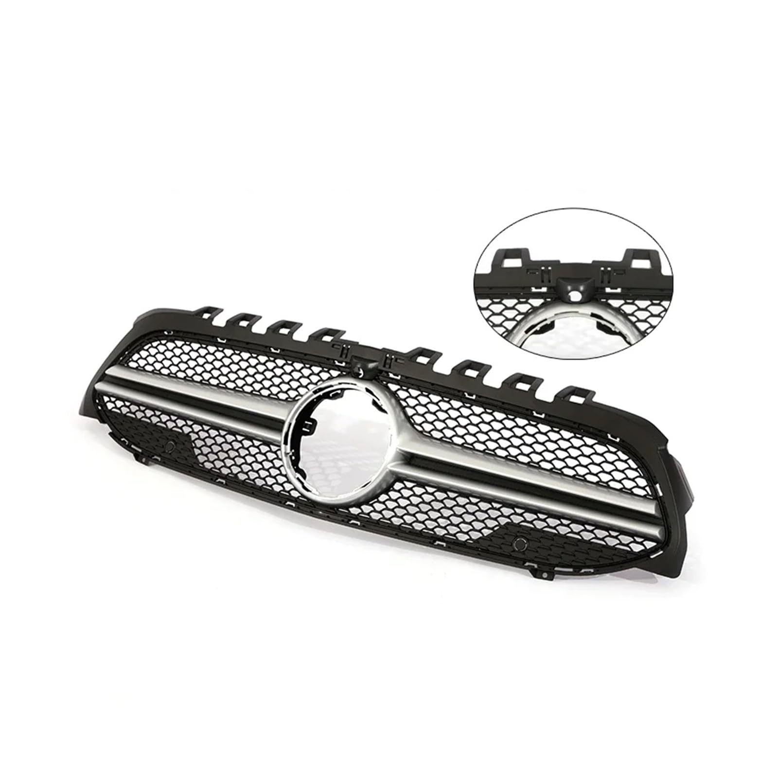 Kühlergrill Für A Für Klasse A35 A45 A200 A180 V177 W177 2019-2022 Auto Frontstoßstange Schwarz Chorme Kühlergrill Kühlergrill Vorne(A Silver W Cam) von HXVGEGKPYK