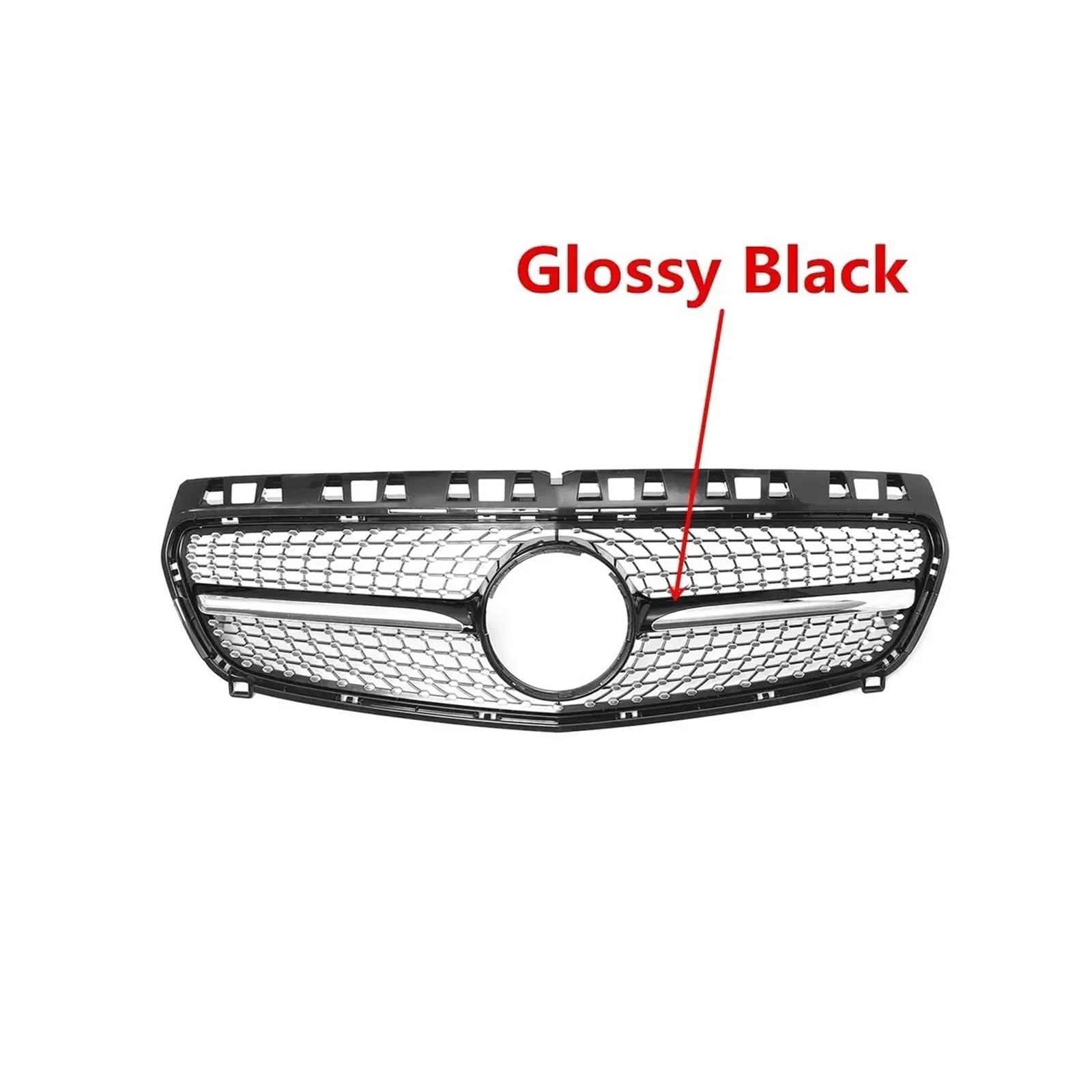 Kühlergrill Für A-Klasse W176 A200 A250 A45 Für AMG 2013-2015 Diamond Style Grille Auto Frontstoßstangengrill Kühlergrill Vorne(Glossy Black) von HXVGEGKPYK
