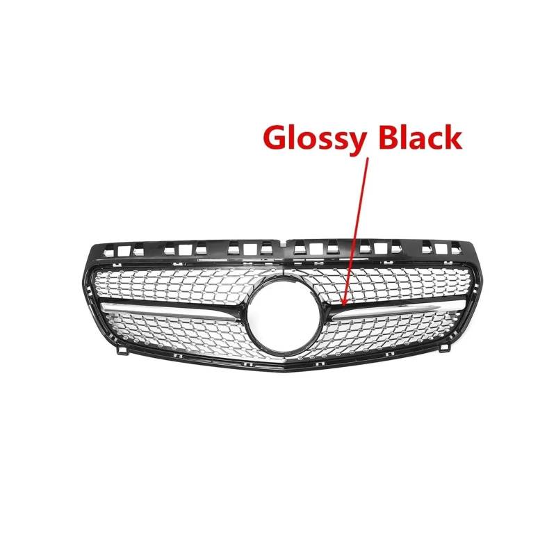Kühlergrill Für A-Klasse W176 A200 A250 A45 Für AMG 2013-2015 Diamond Style Grille Auto Frontstoßstangengrill Kühlergrill Vorne(Glossy Black) von HXVGEGKPYK