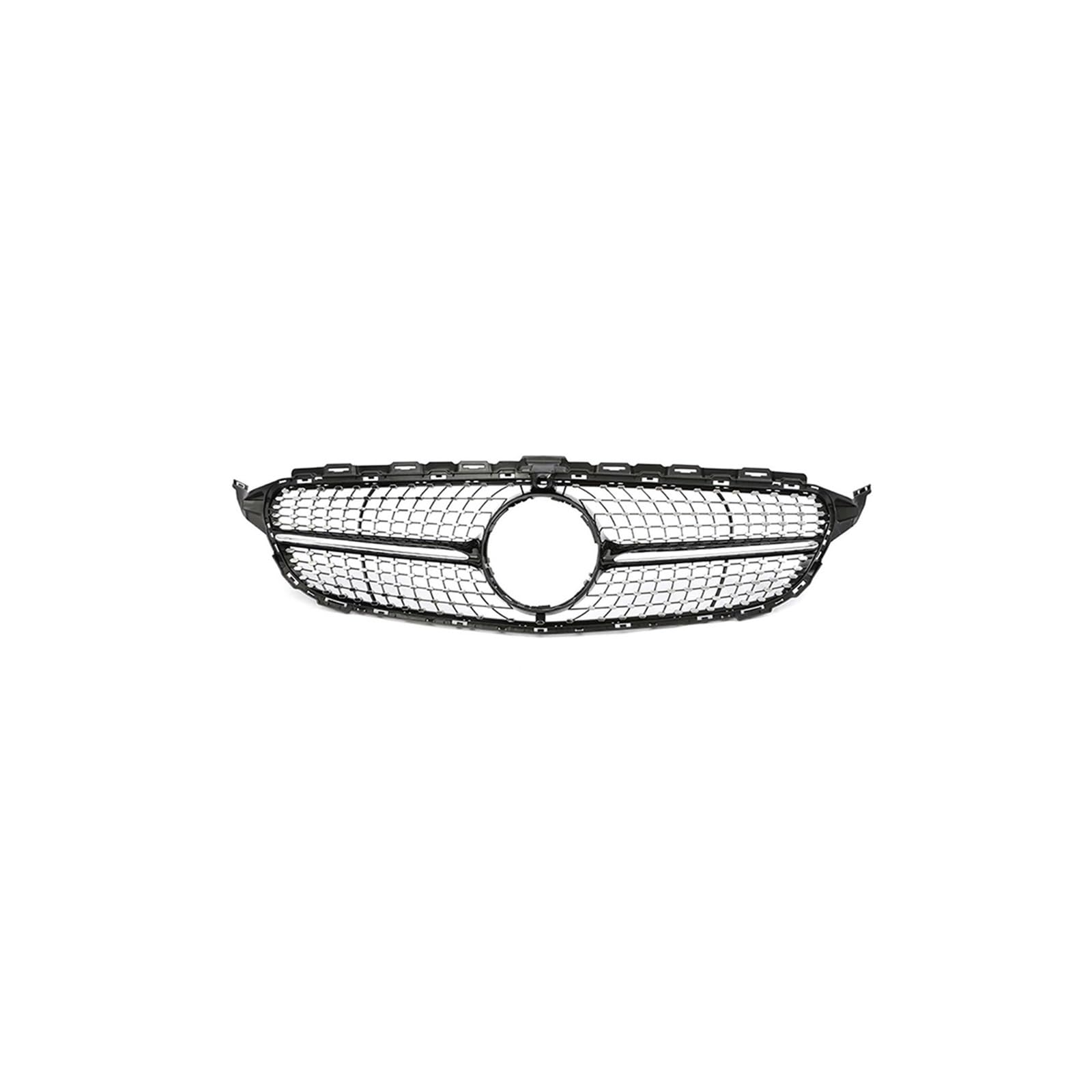 Kühlergrill Für C Für Klasse W205 E63S C180 C200 C300 C350 2014-2018 Auto Frontstoßstange Racing Grill Silber Schwarz Kühlergrill Vorne(14-18Diamond B With) von HXVGEGKPYK