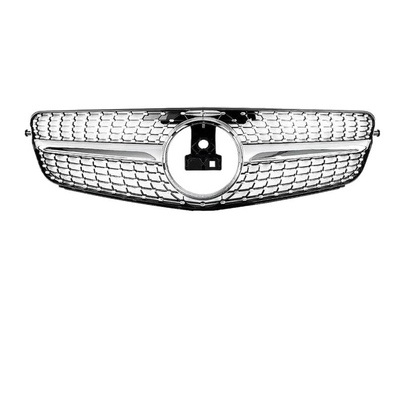 Kühlergrill Für C-Klasse W204 C180 C250 C350 2008-2014 2013 2012 Auto Schwarz 1Pin Frontstoßstangengrill Kühlergrill Racing Grills Front Kühlergrille(Diamonds Silver) von HXVGEGKPYK