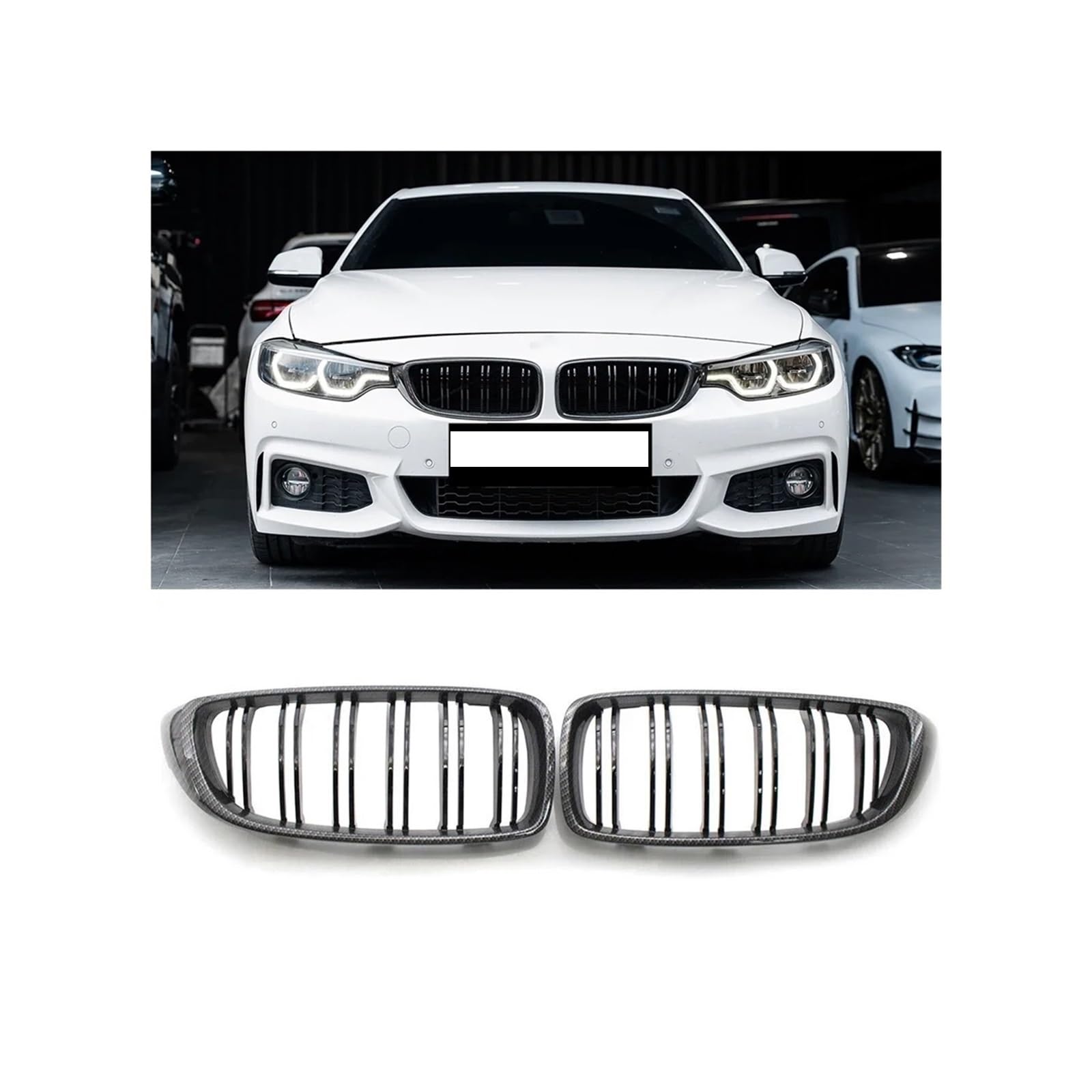 Kühlergrill Für M4 F32 F33 F36 F80 F82 425i 430i 440i 435i 2013-2020 Glänzend Schwarz Front Niere Grill Kühlergrill Vorne(Carbon Look) von HXVGEGKPYK