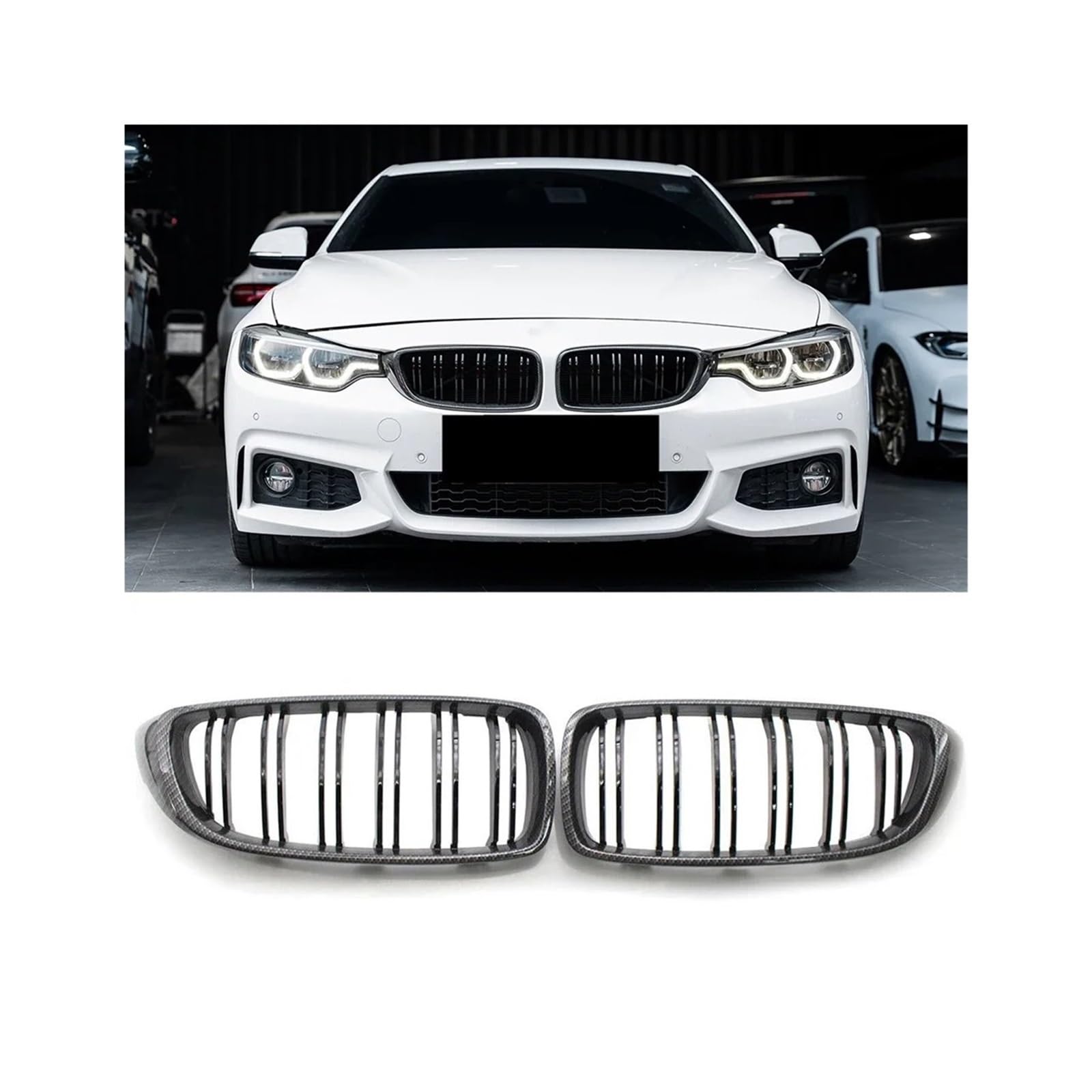 Kühlergrill Für M4 F32 F33 F36 F80 F82 425i 430i 440i 435i 2013-2020 Glänzend Schwarz Front Niere Kühlergrill Kühlergrill Vorne(Carbon Look) von HXVGEGKPYK