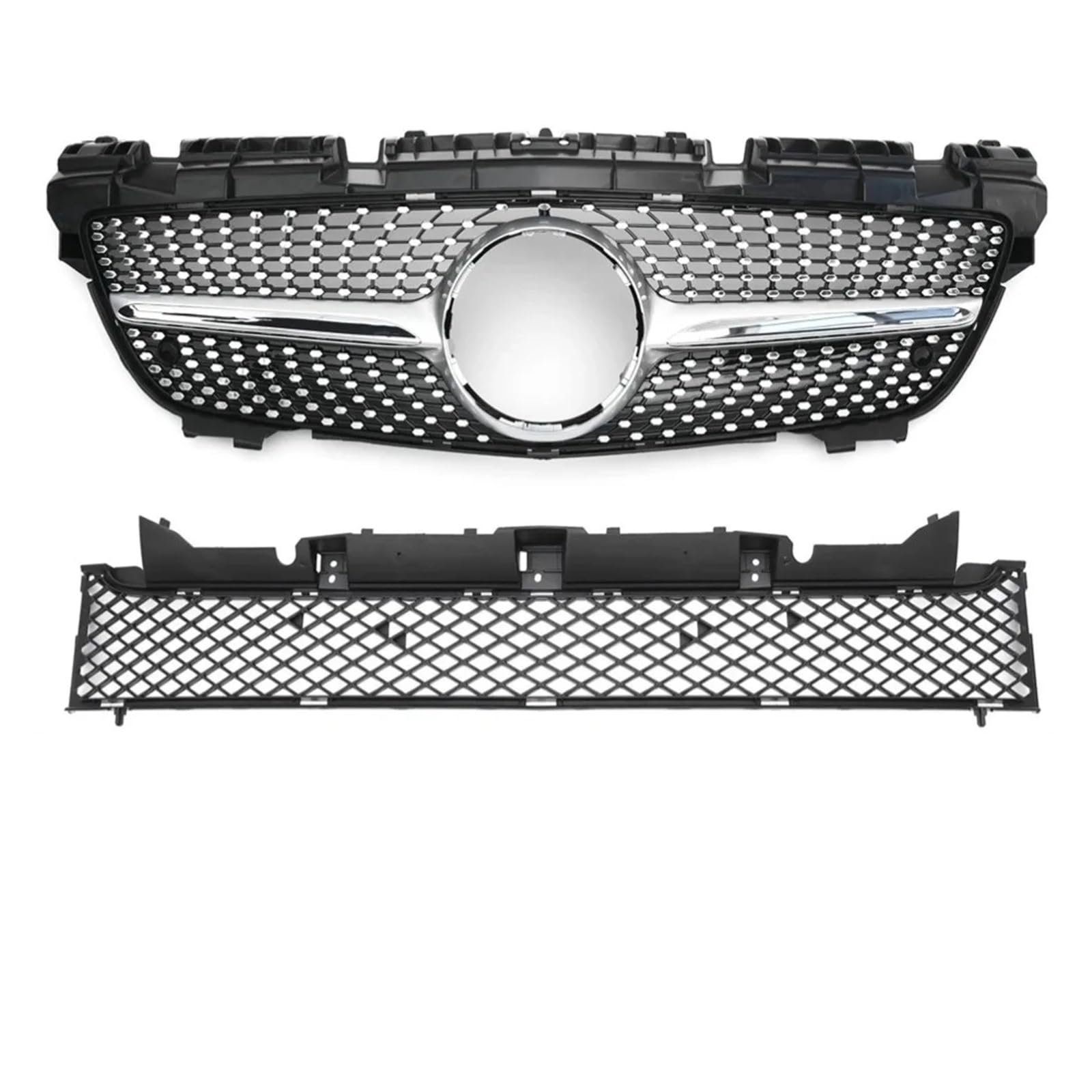 Kühlergrill Für SLK R172 2011-2015 Für GT Diamant Stil Kühlergrill Stoßstange Grill Gitter Kühlergrill Vorne(Silver1) von HXVGEGKPYK