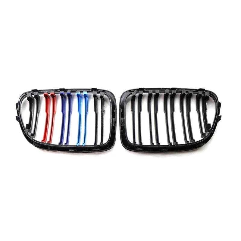 Kühlergrill Für X1 E84 2010-2015 Auto-Ersatz-Nierengrills Schwarz Glänzend M-Farbe Doppellamellen Doppellinie M-Farbe Frontgrill Front Kühlergrille von HXVGEGKPYK