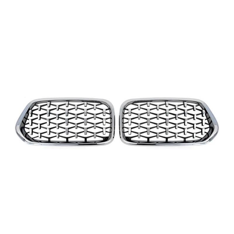 Kühlergrill Für X2 F39 2018-2021 Car Diamonds Style Frontstoßstangengitter Glänzend Schwarz Einzel- Und Doppellinien-Renngitter Front Kühlergrille(Diamond-Silver) von HXVGEGKPYK