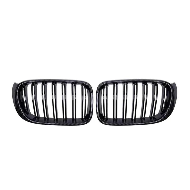 Kühlergrill Für X3 F25 Für X4 F26 2014-2018 Car Diamonds Style Frontstoßstangengitter Carbonfaser-Optik Double Line Style Racing Grill Front Kühlergrille(Double-Carbon Look) von HXVGEGKPYK