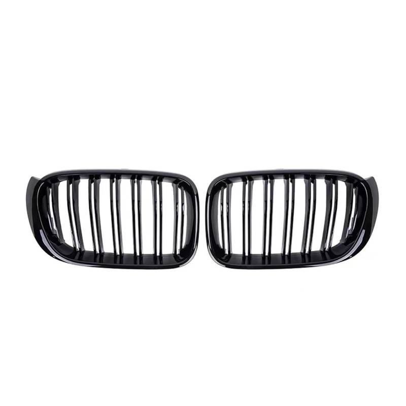 Kühlergrill Für X3 F25 Für X4 F26 2014-2018 Car Diamonds Style Frontstoßstangengitter Carbonfaser-Optik Double Line Style Racing Grill Front Kühlergrille(Double-Glossy Black) von HXVGEGKPYK