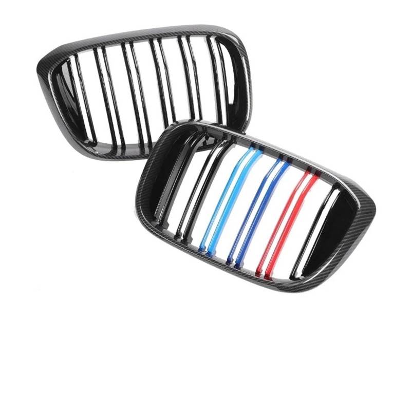 Kühlergrill Für X3 Für X4 G01 G02 Facelift M Style 2018-2021 Auto Doppellamellengrills Abdeckung Glanzschwarz Frontstoßstange Front Kühlergrille(Dual Carbon M) von HXVGEGKPYK
