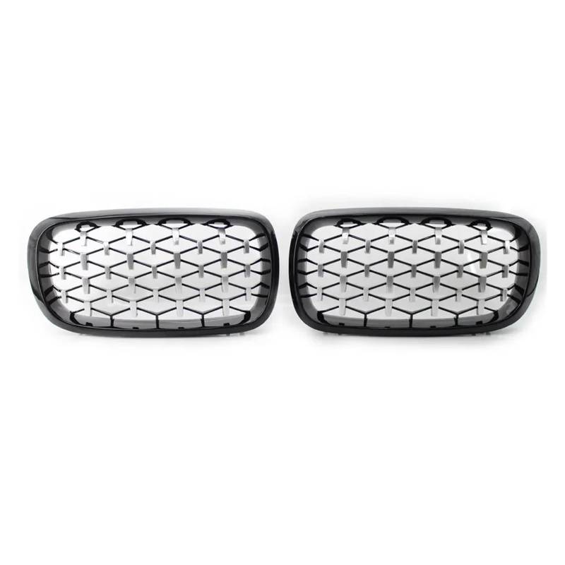 Kühlergrill Für X5 F15 Für X6 F16 2014-2018 2017 2016 Autogrill Frontersatz Nierengrill Diamant Meteor Style Chrom Schwarz Front Kühlergrille(Black Silver) von HXVGEGKPYK