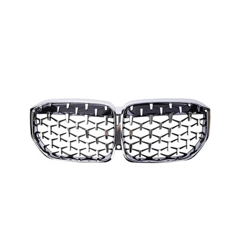 Kühlergrill Für X5 G05 2019-2023 Auto Frontstoßstangengitter Glänzend Doppellinie Racing Dual Lamellengitter Chrom Silber Diamanten Stil Front Kühlergrille(Diamond-Silver) von HXVGEGKPYK