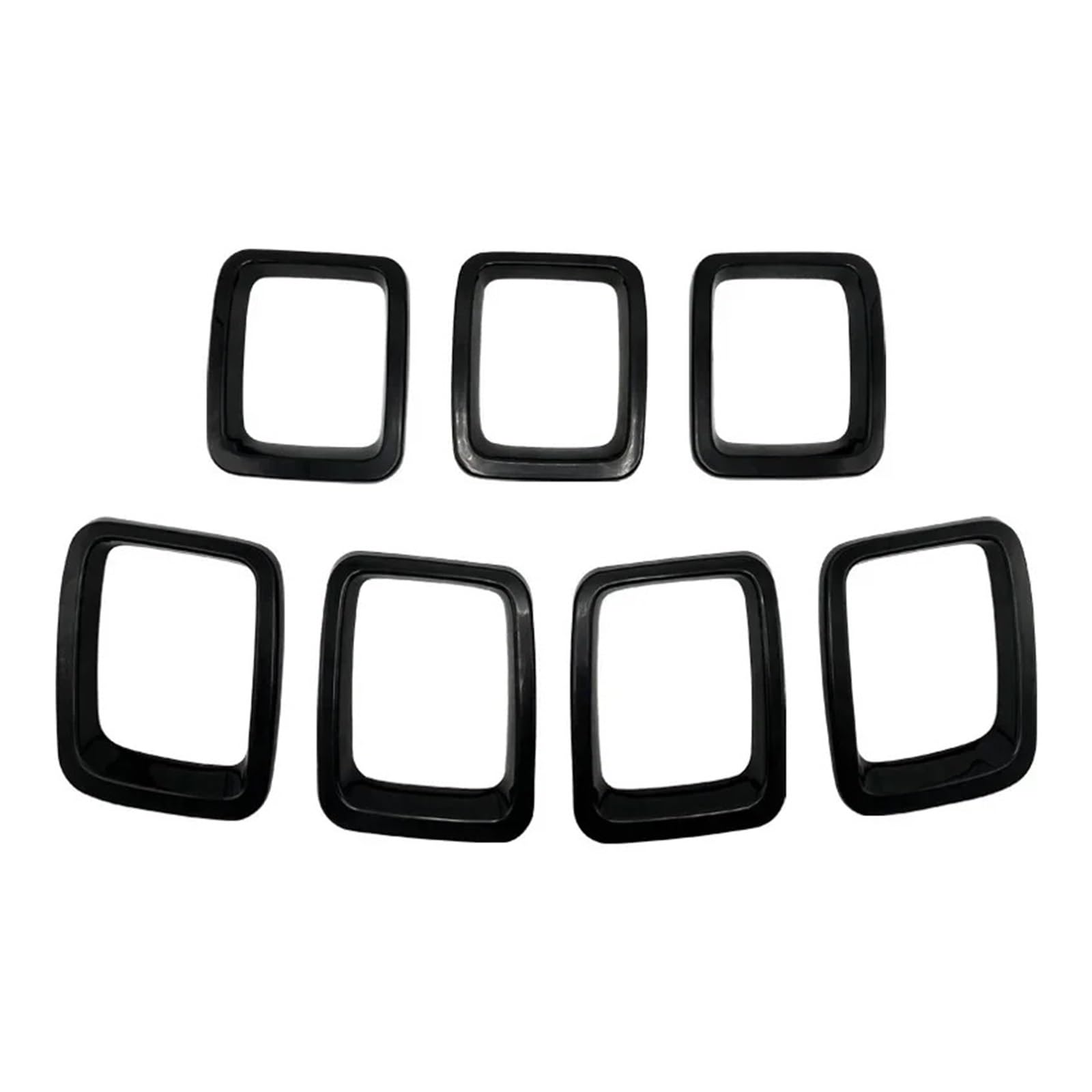 Shuogoufeng Store 7-teiliges Auto-Carbonfaser-Kühlergrill-Einsätze, ABS-Frontgrill-Abdeckungsrahmen-Zierleisten-Kit, kompatibel mit Compass MP 2017–2020, Außenzubehör(Black) von HYBMRQVD