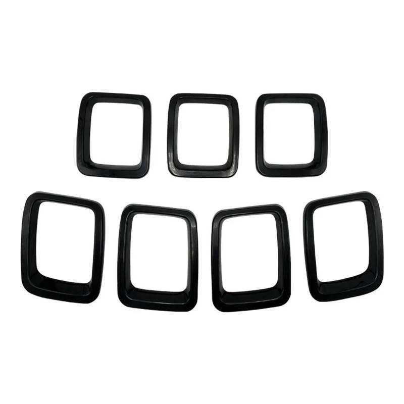 Shuogoufeng Store 7-teiliges Auto-Carbonfaser-Kühlergrill-Einsätze, ABS-Frontgrill-Abdeckungsrahmen-Zierleisten-Kit, kompatibel mit Compass MP 2017–2020, Außenzubehör(Black) von HYBMRQVD