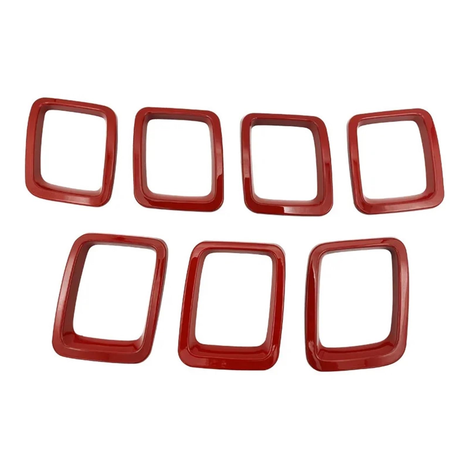 Shuogoufeng Store 7-teiliges Auto-Carbonfaser-Kühlergrill-Einsätze, ABS-Frontgrill-Abdeckungsrahmen-Zierleisten-Kit, kompatibel mit Compass MP 2017–2020, Außenzubehör(Red) von HYBMRQVD