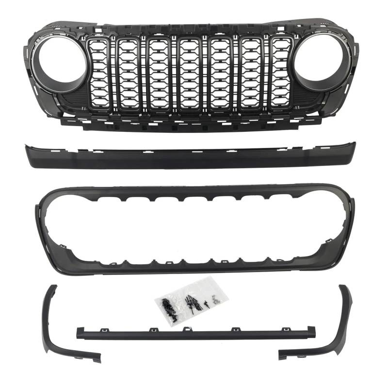 Shuogoufeng Store Kühlergrillgitter Grillschutz Kompatibel mit Wrangler JL 2018-2024 Kompatibel mit Gladiator ABS Blackout Kein Kameraloch von HYBMRQVD