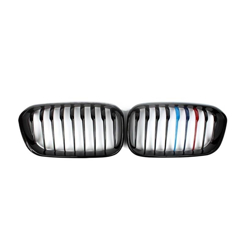 Shuogoufeng Store Nierengrill for die vordere Stoßstange, Renngrills, kompatibel mit B*W, kompatibel mit 1er-Serie F20 F21 2015–2019, Ersatz-Doppellamellen-Gitter in glänzendem Schwarz(Single-M-Color) von HYBMRQVD
