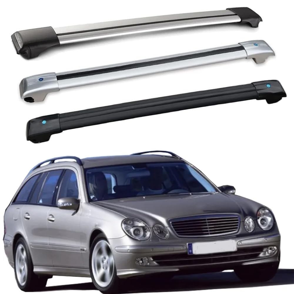 2 Stück Auto Dachträger für Mercedes-Benz E-Class S211 5 Door Estate 2002-2008 (Rails), Top Crossbar Aluminiumlegierung Dachgepäckträger Querträger Dachgepäckablage Relingträger Zubehör von HYGGLY