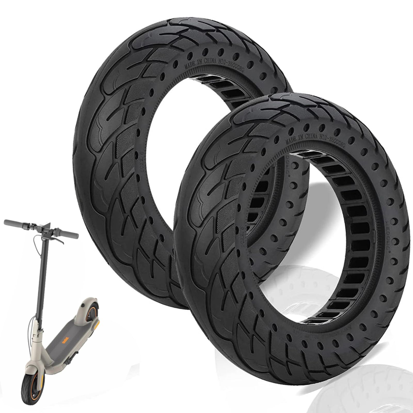 TMOM 60/70-6.5 Vollreifen Vollrad für Ninebot G30 Max Elektroroller 10 * 2.5 Ersatz Räder Bienennest Loch Solid Anti Puncture (2) von HYGJ