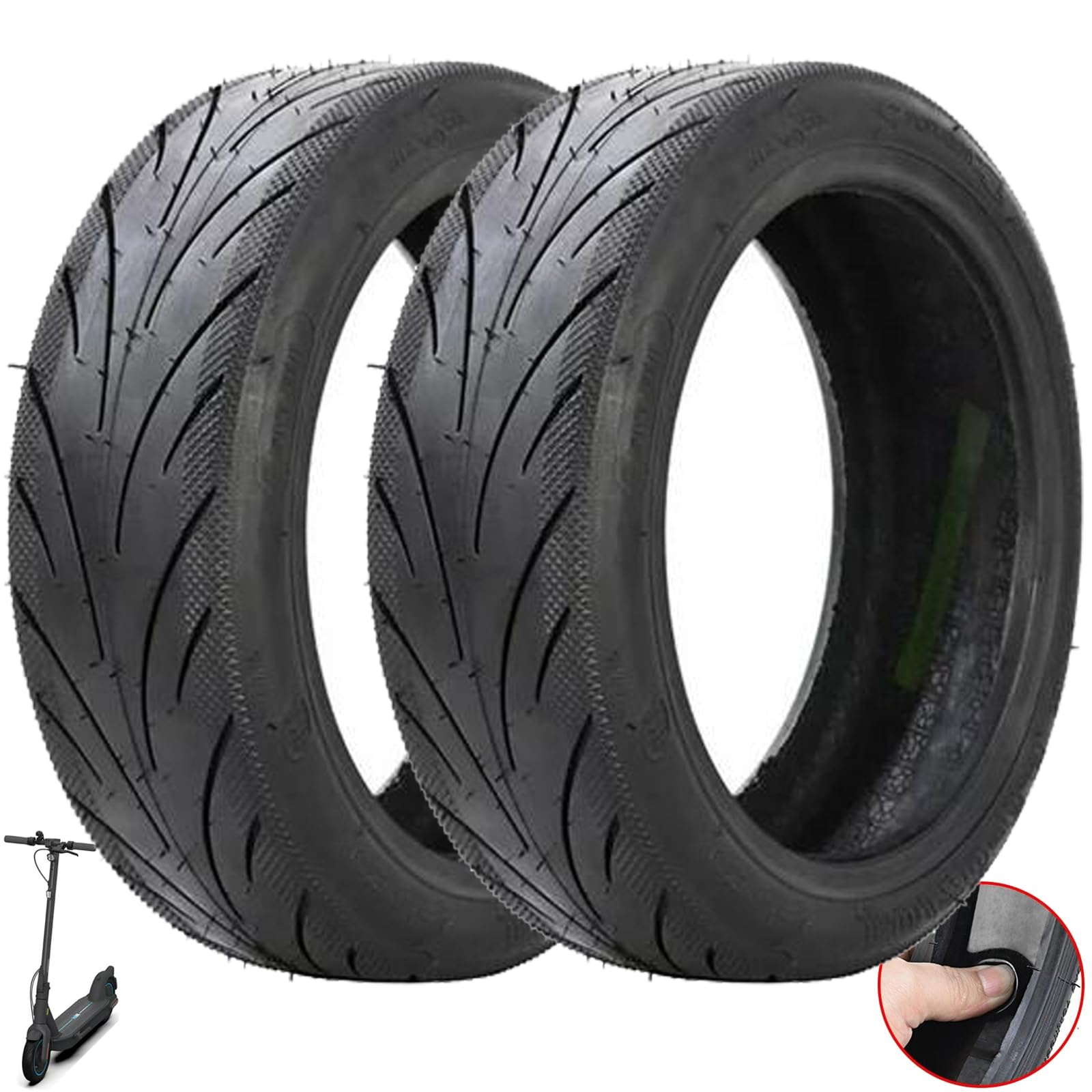 Tmom Ersatzräder Reifen für Ninebot Max G30 Elektroroller Gummireifen 60/70-6.5 Scooter Schlauchloser Reifen (2 Stück) von HYGJ